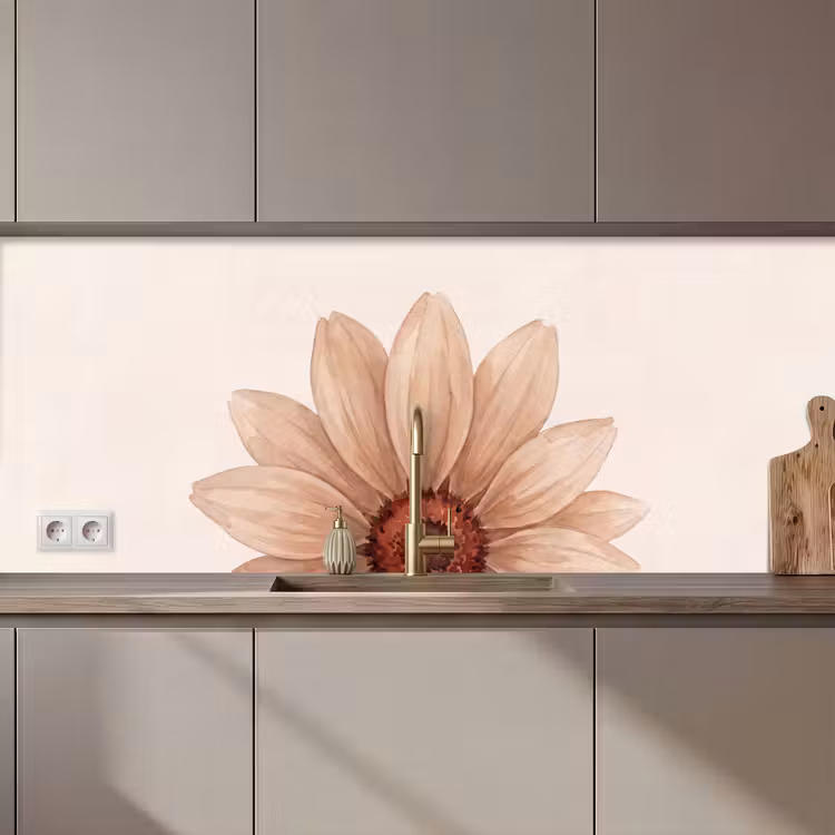 Bloemen - Bloemblad - Natuur - Aquarel - Beige keuken achterwand 2 middel zz_3dshopping