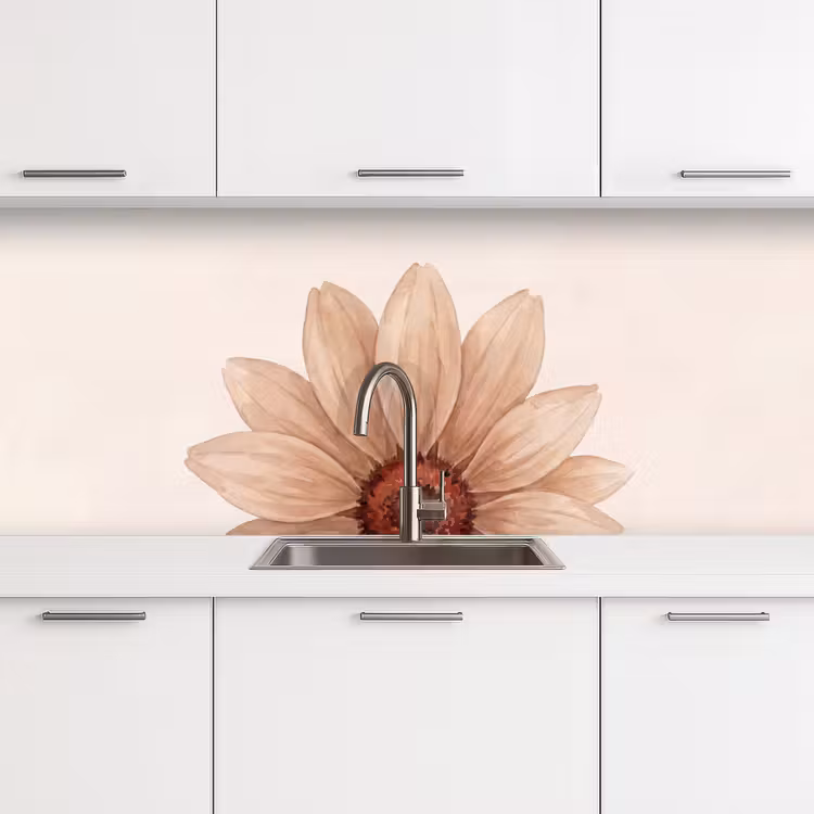 Bloemen - Bloemblad - Natuur - Aquarel - Beige keuken achterwand 2 middel -3d