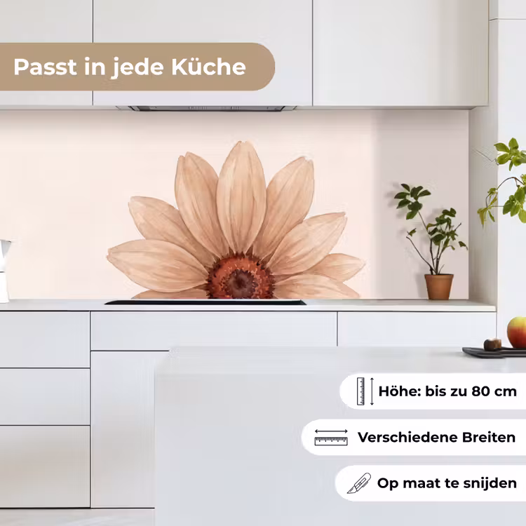 Bloemen - Bloemblad - Natuur - Aquarel - Beige keuken achterwand 2 middel -sfeer4_DE
