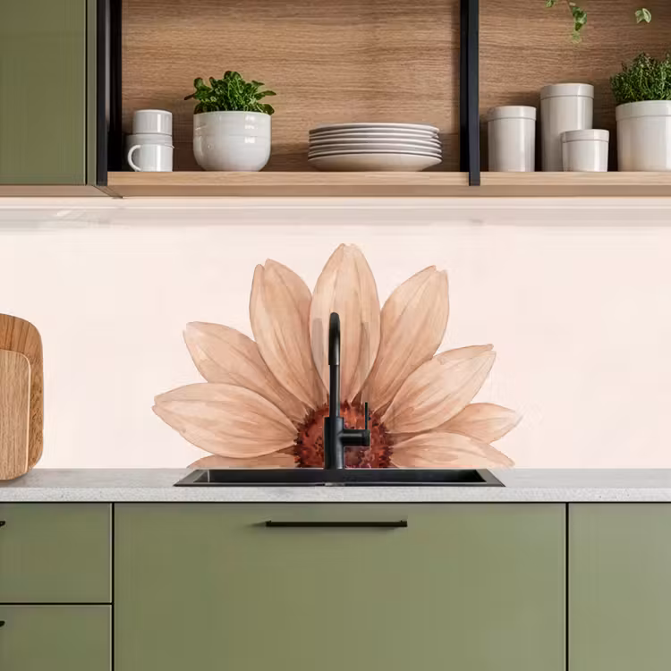 Bloemen - Bloemblad - Natuur - Aquarel - Beige keuken achterwand 2 middel -sfeer3