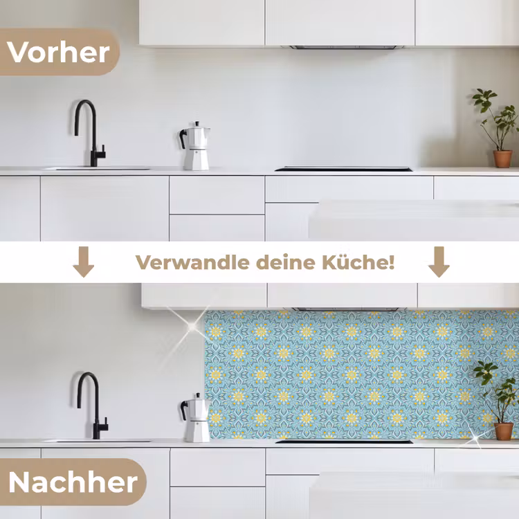 Bloemen - Boho - Patronen - Mandala - Vintage keuken achterwand 2 middel 871 -voor-na_DE
