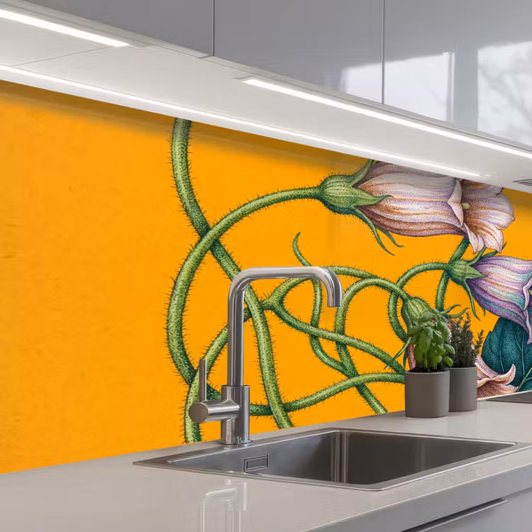Küchenrückwand - Blumen – Botanik – Gelb - Bloemen - Botanisch - Geel keuken achterwand 2 middel