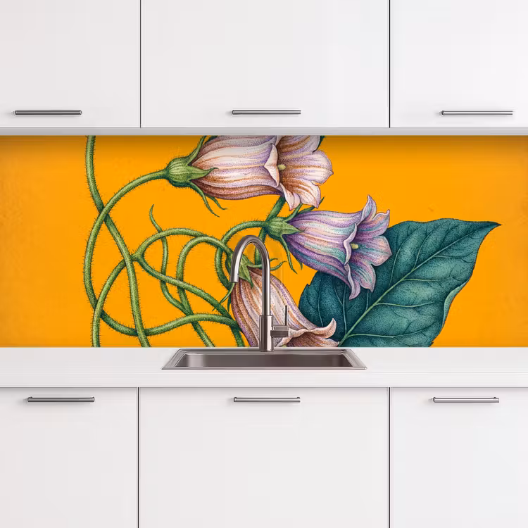 Küchenrückwand - Blumen – Botanik – Gelb - Bloemen - Botanisch - Geel keuken achterwand 2 middel