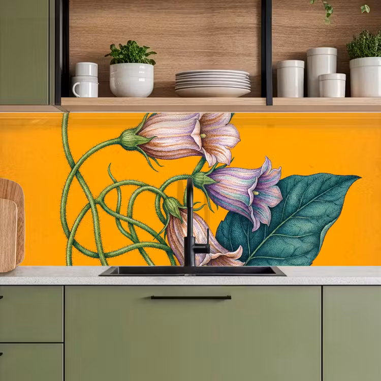 Küchenrückwand - Blumen – Botanik – Gelb - Bloemen - Botanisch - Geel keuken achterwand 2 middel