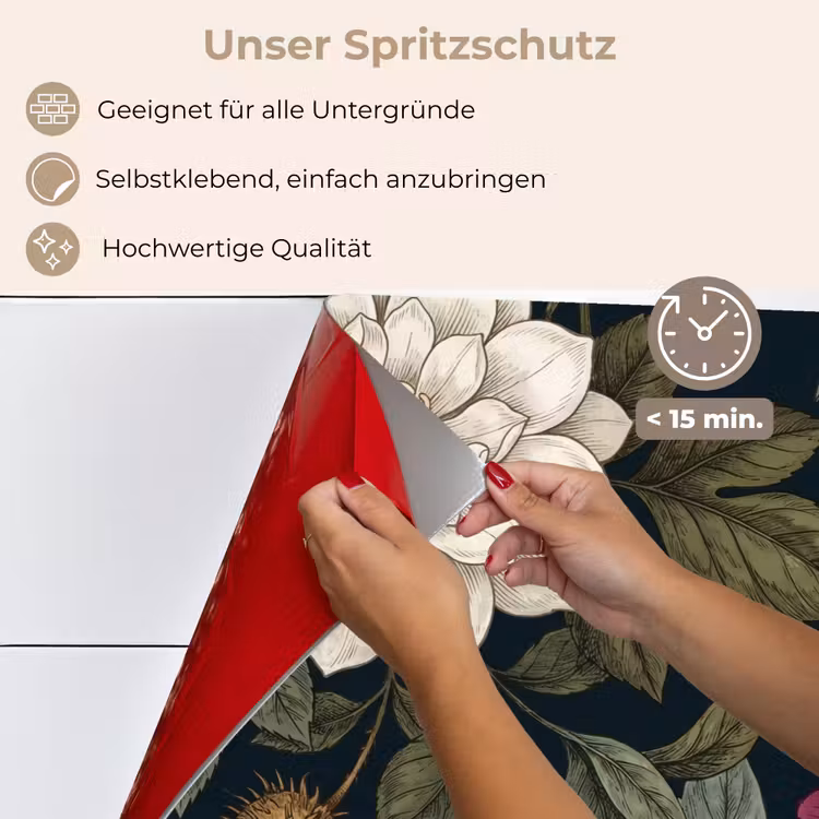 Bloemen - Botanisch - Illustratie - Donker - Vintage keuken achterwand spatscherm klein -spatscherm_DE