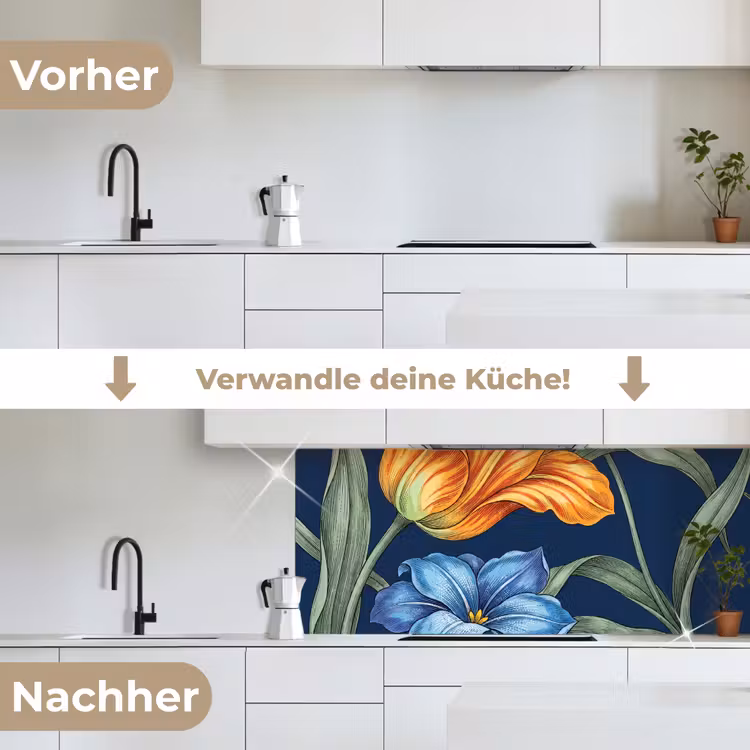 Küchenrückwand - Blumen – Botanik – Muster - Bloemen - Botanisch - Patroon keuken achterwand 2 middel