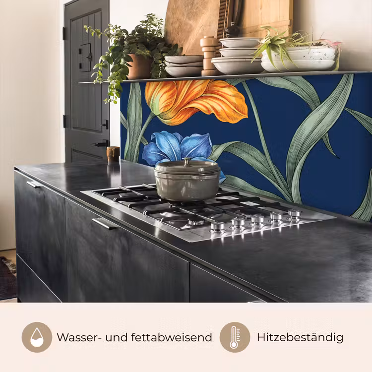 Küchenrückwand - Blumen – Botanik – Muster - Bloemen - Botanisch - Patroon keuken achterwand 2 middel