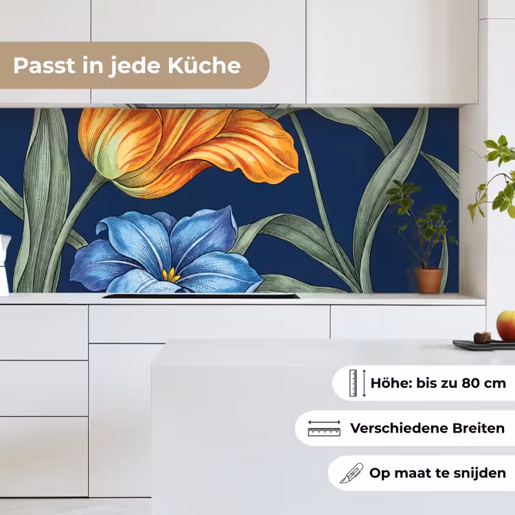 Küchenrückwand - Blumen – Botanik – Muster - Bloemen - Botanisch - Patroon keuken achterwand 2 middel
