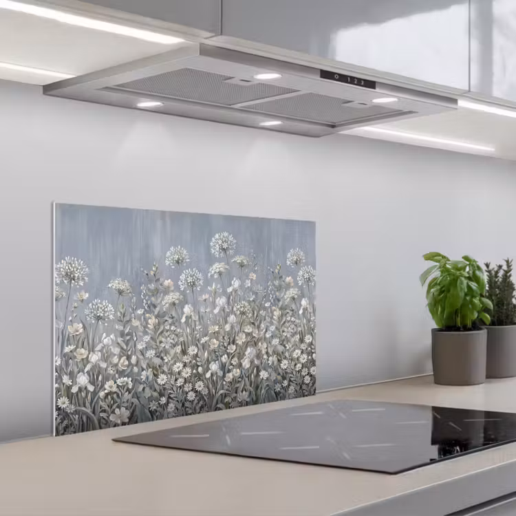 Bloemen - Botanisch - Blauw keuken achterwand spatscherm klein -3d_schuin