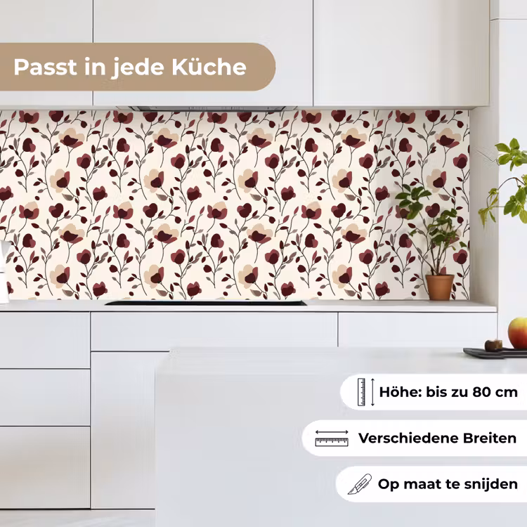 Bloemen - Botanisch - Bordeaux keuken achterwand 2 middel 871 -sfeer4_DE