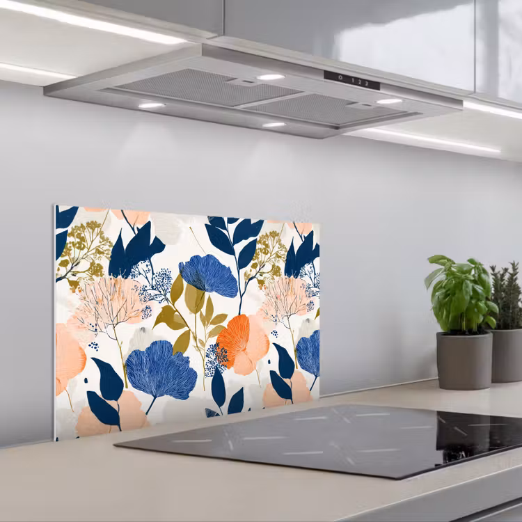 Bloemen - Botanisch - Kleurrijk keuken achterwand spatscherm klein 900 -3d_schuin