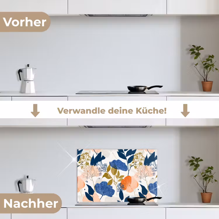 Bloemen - Botanisch - Kleurrijk keuken achterwand spatscherm klein 900 -voor_na_DE