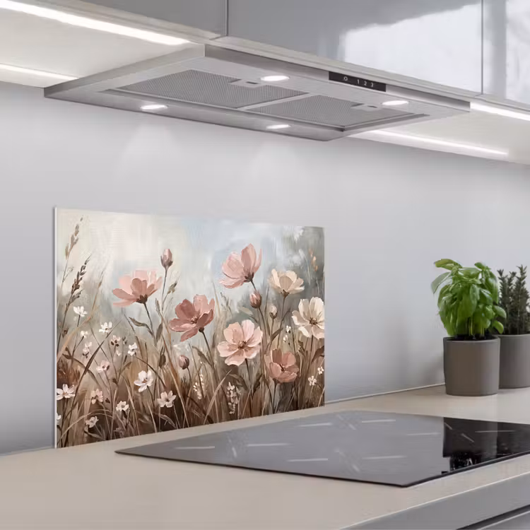 Bloemen - Botanisch - Schilderij - Pastel - Rustiek keuken achterwand spatscherm klein -3d_schuin