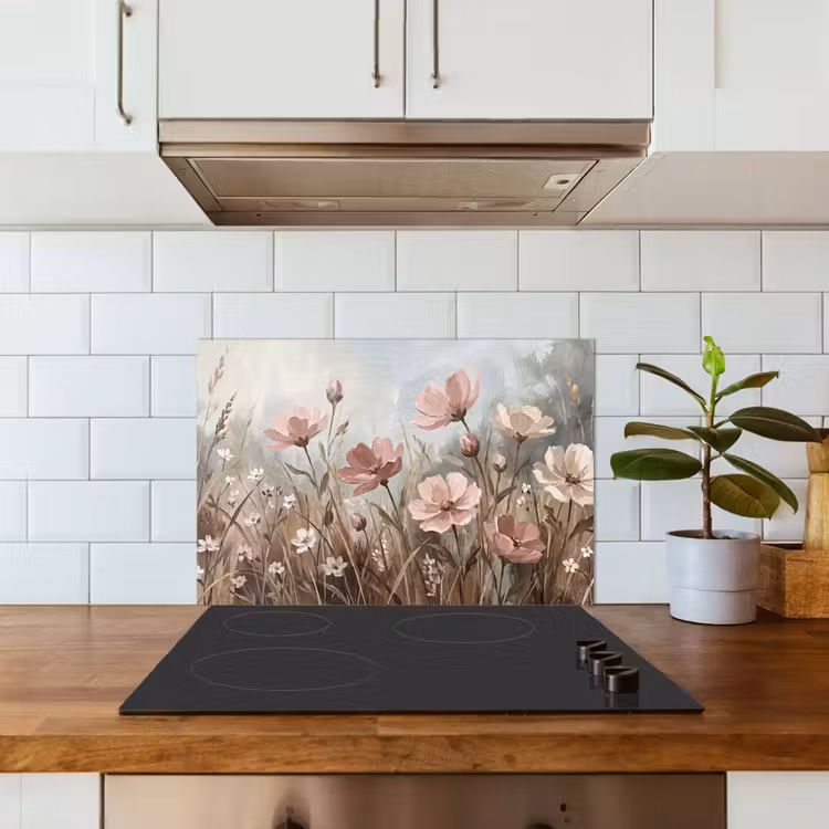 Bloemen - Botanisch - Schilderij - Pastel - Rustiek keuken achterwand spatscherm klein -sfeer2