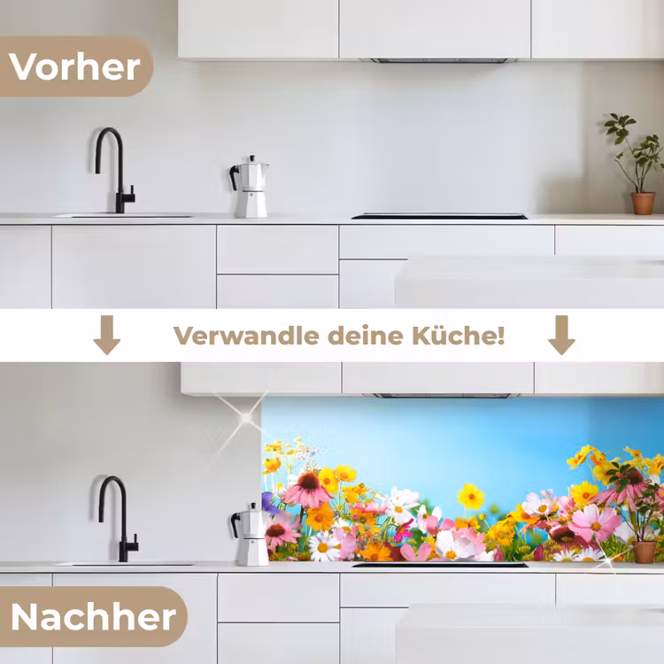Bloemen - Kleurrijk - Blauw - Natuur keuken achterwand 2 middel -voor-na_DE