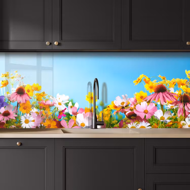 Bloemen - Kleurrijk - Blauw - Natuur keuken achterwand 2 middel -sfeer1