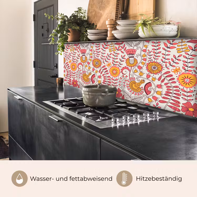 Bloemen - Design - Roze - Oranje keuken achterwand 2 middel 871 -usp_DE