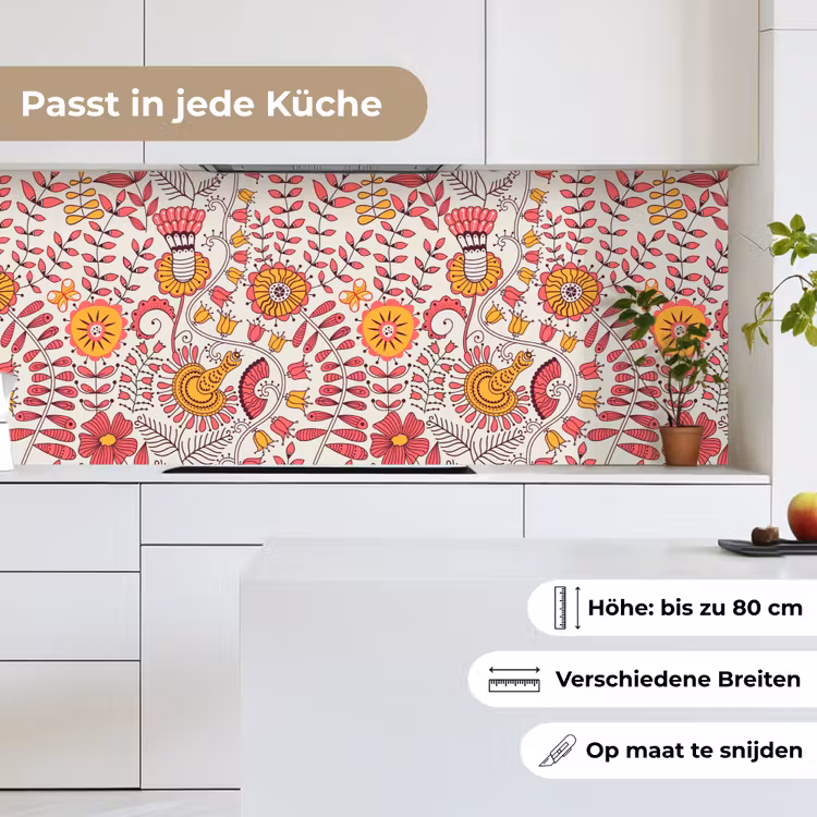Bloemen - Design - Roze - Oranje keuken achterwand 2 middel 871 -sfeer4_DE
