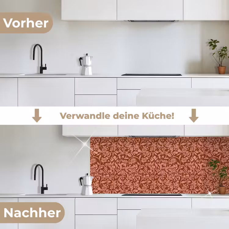 Bloemen - Print - Roze keuken achterwand 2 middel 871 -voor-na_DE