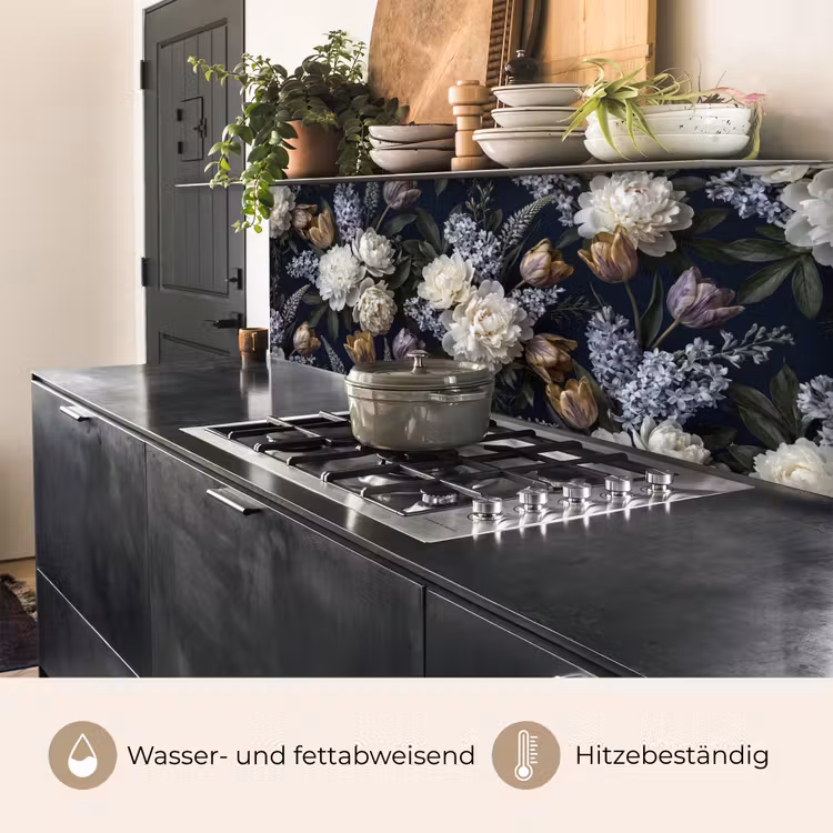 Bloemen - Donker - Elegant - Natuur - Wit keuken achterwand 2 middel -usp_DE