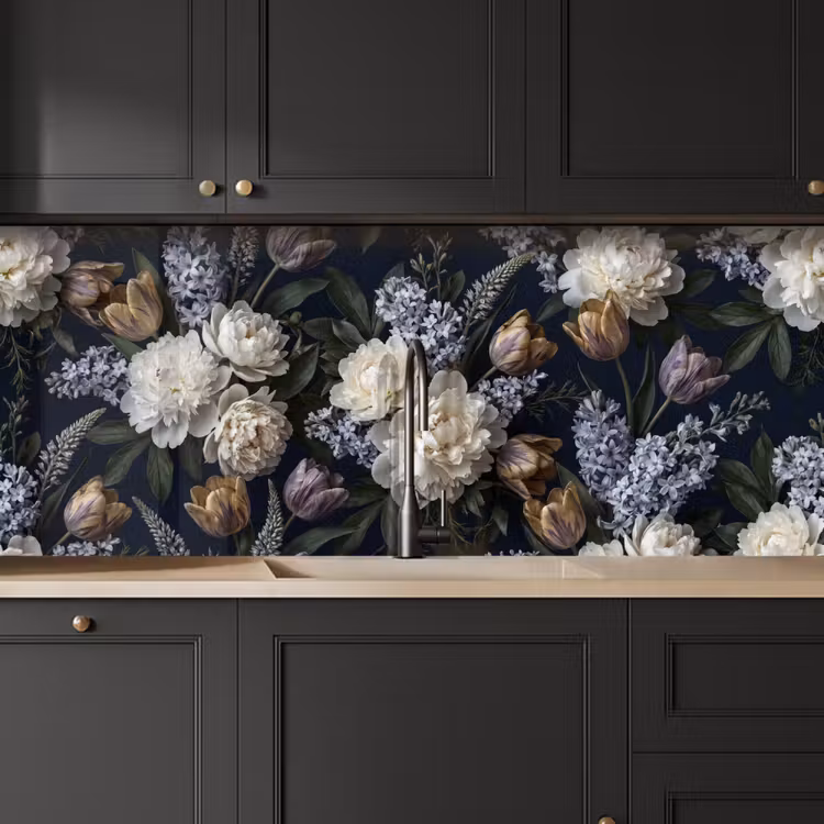Bloemen - Donker - Elegant - Natuur - Wit keuken achterwand 2 middel -sfeer1