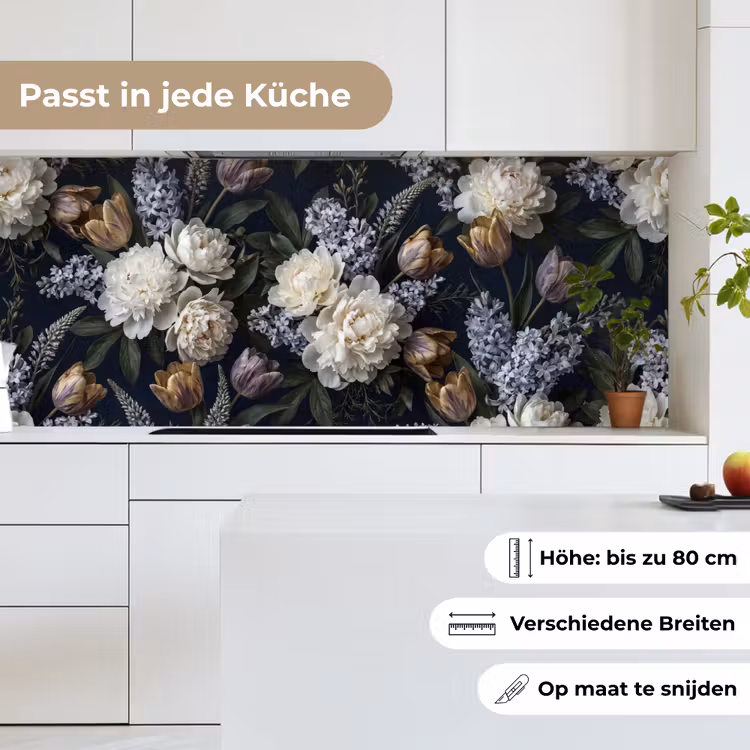 Bloemen - Donker - Elegant - Natuur - Wit keuken achterwand 2 middel -sfeer4_DE