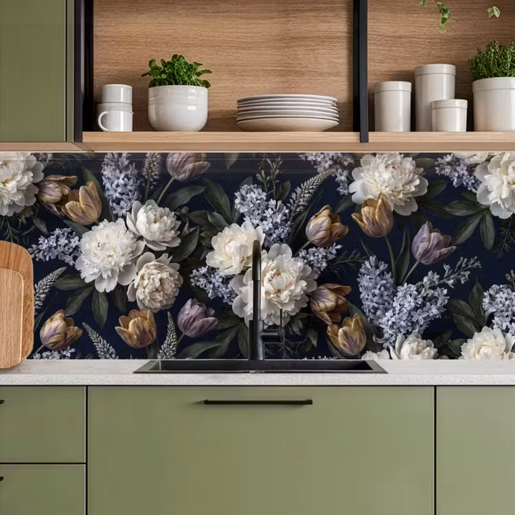 Bloemen - Donker - Elegant - Natuur - Wit keuken achterwand 2 middel -sfeer3