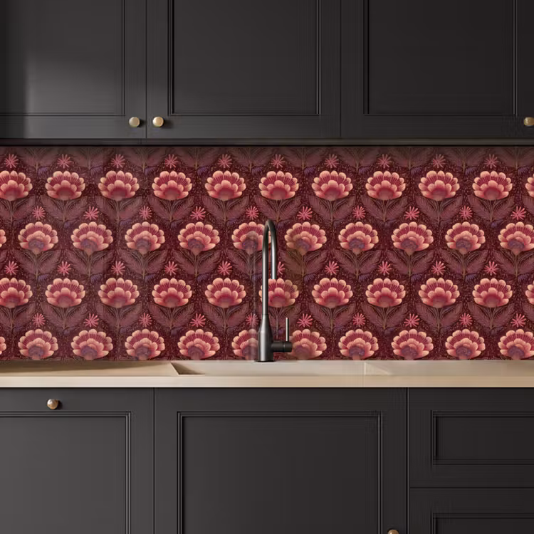 Bloemen - Waaier - Paars keuken achterwand 2 middel 871 -sfeer1