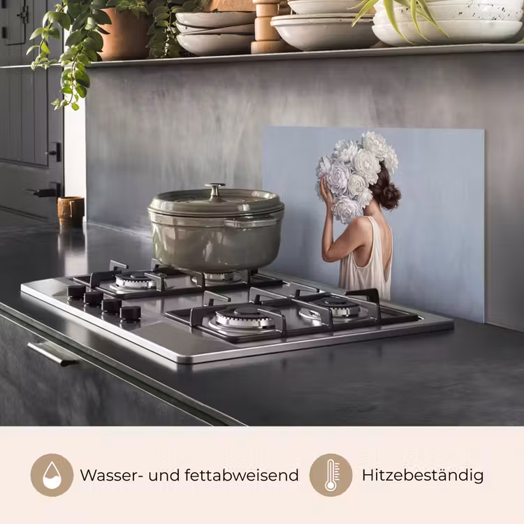 Bloemen - Vrouw - Wit keuken achterwand spatscherm klein -usp_DE