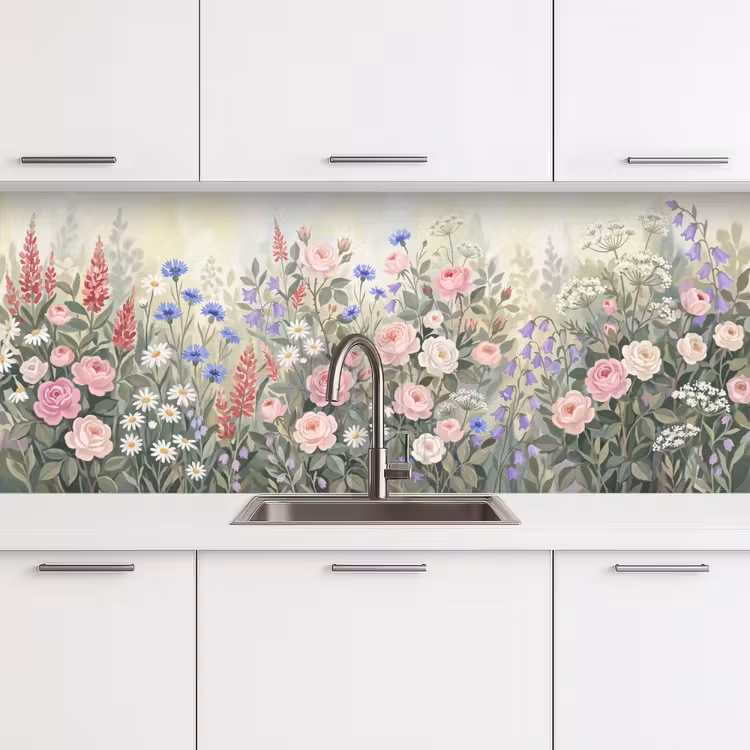Bloemen - Tuin - Natuur - Kleurrijk keuken achterwand 2 middel -3d