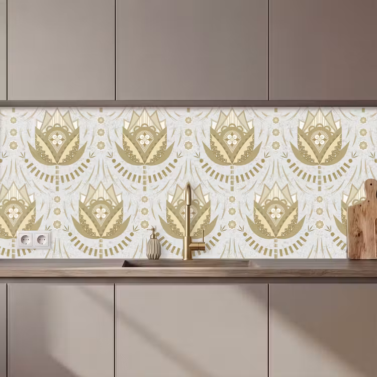 Bloemen - Goud - Patronen keuken achterwand 2 middel 871 zz_3dshopping