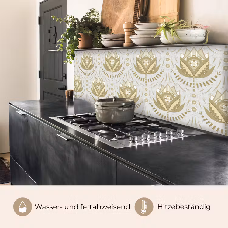 Bloemen - Goud - Patronen keuken achterwand 2 middel 871 -usp_DE