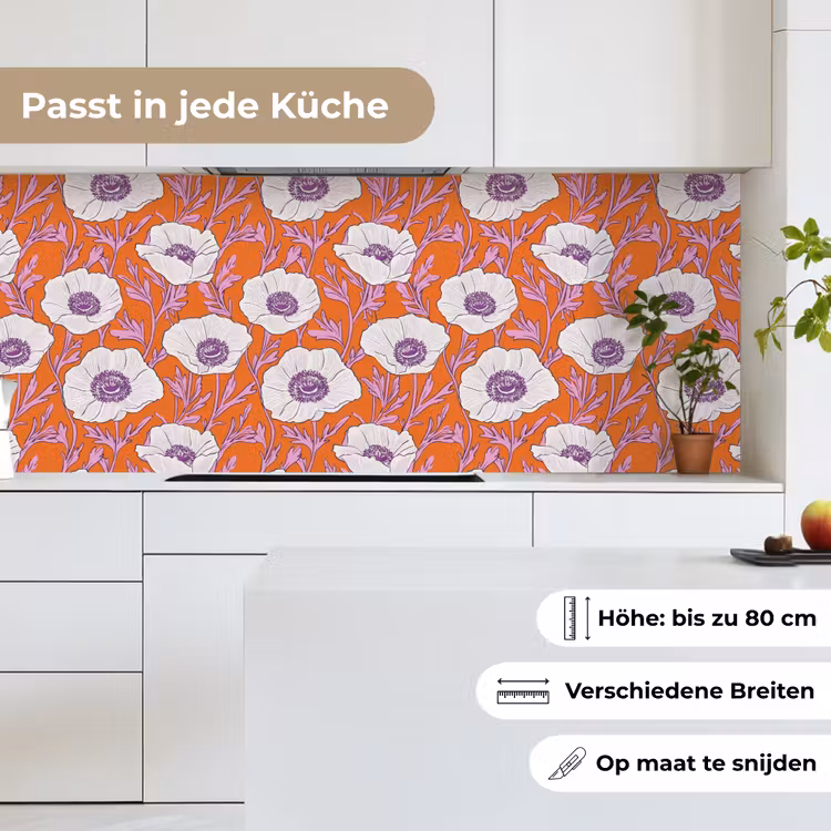 Bloemen - Grafisch - Oranje keuken achterwand 2 middel 871 -sfeer4_DE