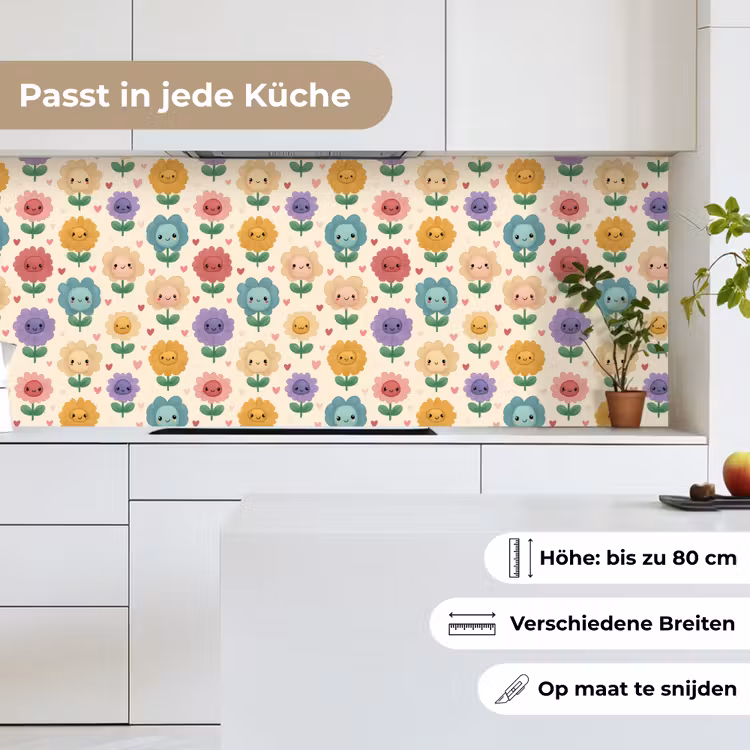 Bloemen - Hartjes - Kleurrijk keuken achterwand 2 middel 871 -sfeer4_DE