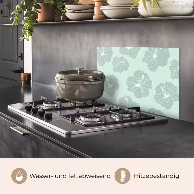Bloemen - Hibiscus - Mint keuken achterwand spatscherm klein 900 -usp_DE