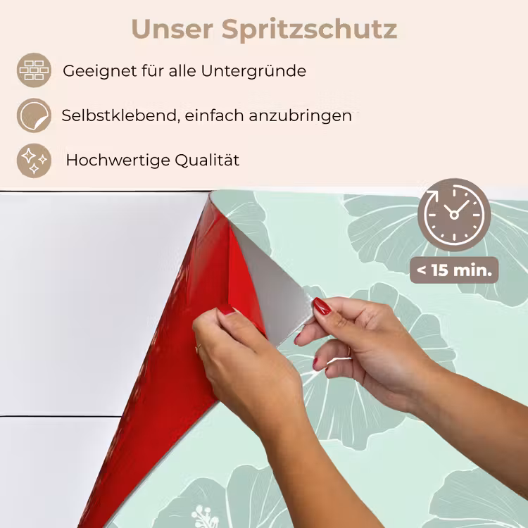 Bloemen - Hibiscus - Mint keuken achterwand spatscherm klein 900 -spatscherm_DE