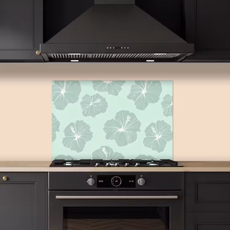 Bloemen - Hibiscus - Mint keuken achterwand spatscherm klein 900 -sfeer1