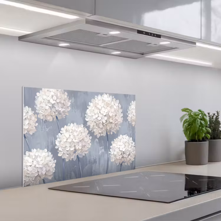 Bloemen - Illustratie - Blauw keuken achterwand spatscherm klein -3d_schuin