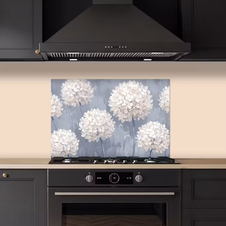 Bloemen - Illustratie - Blauw keuken achterwand spatscherm klein -sfeer1