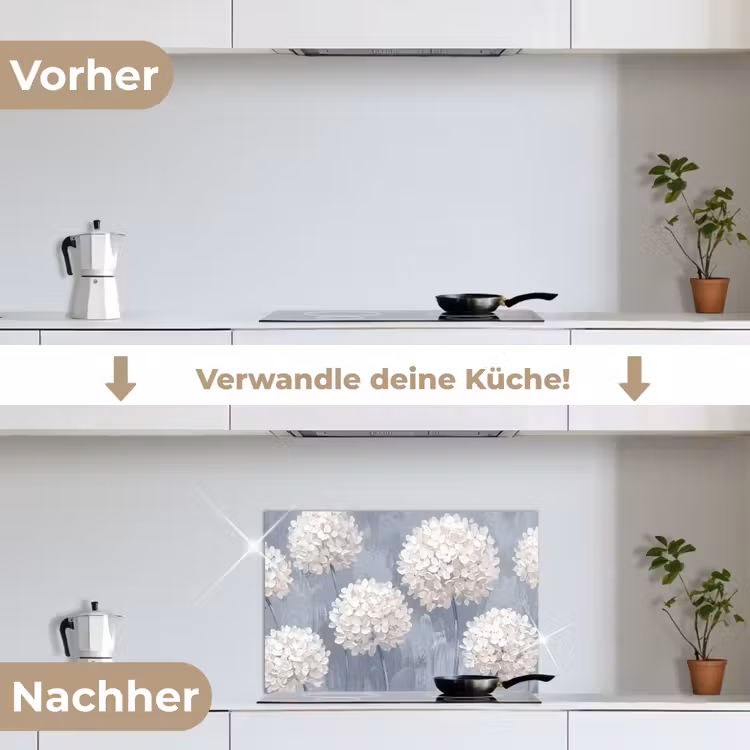 Bloemen - Illustratie - Blauw keuken achterwand spatscherm klein -voor_na_DE