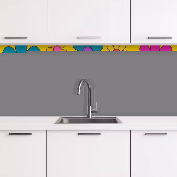 Bloemen - Illustratie - Kleurrijk keuken achterwand 2 middel -3d