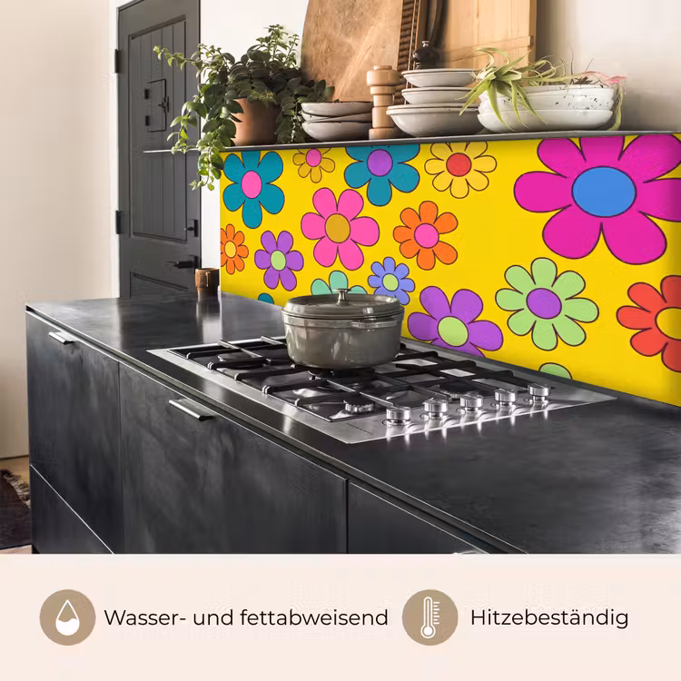 Bloemen - Illustratie - Kleurrijk keuken achterwand 2 middel -usp_DE