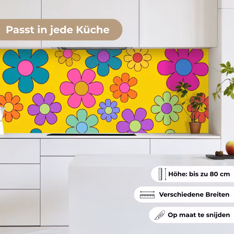 Bloemen - Illustratie - Kleurrijk keuken achterwand 2 middel -sfeer4_DE