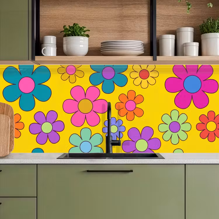Bloemen - Illustratie - Kleurrijk keuken achterwand 2 middel -sfeer3