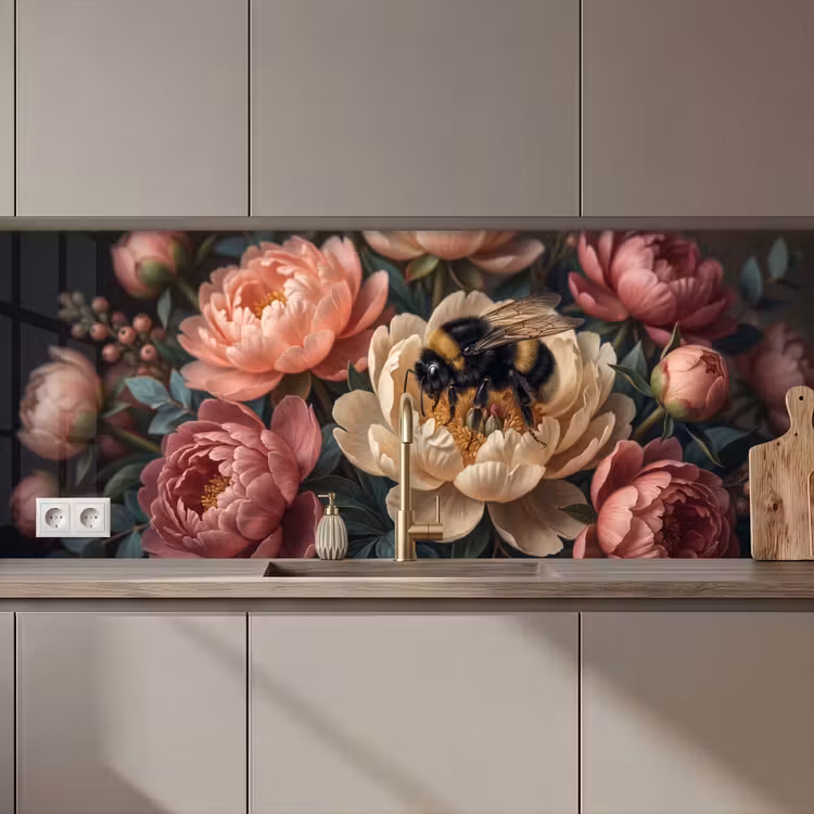 Bloemen - Insect - Natuur - Roze keuken achterwand 2 middel zz_3dshopping