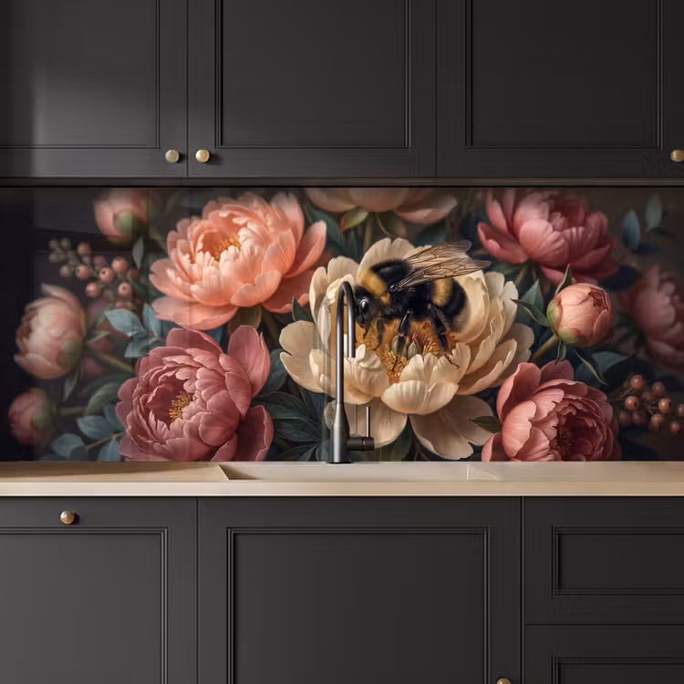 Bloemen - Insect - Natuur - Roze keuken achterwand 2 middel -sfeer1