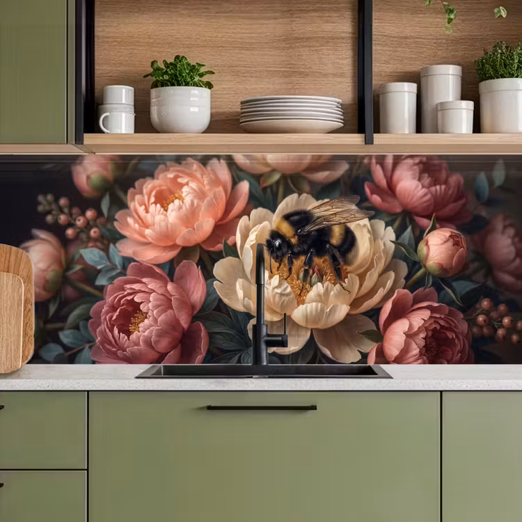 Bloemen - Insect - Natuur - Roze keuken achterwand 2 middel -sfeer3