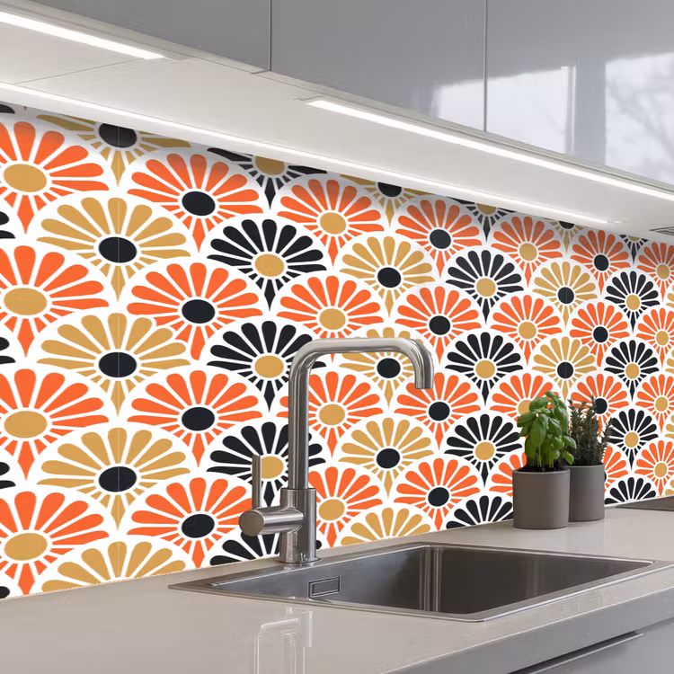 Bloemen - Japan - Patronen keuken achterwand 2 middel 871 -3d_schuin