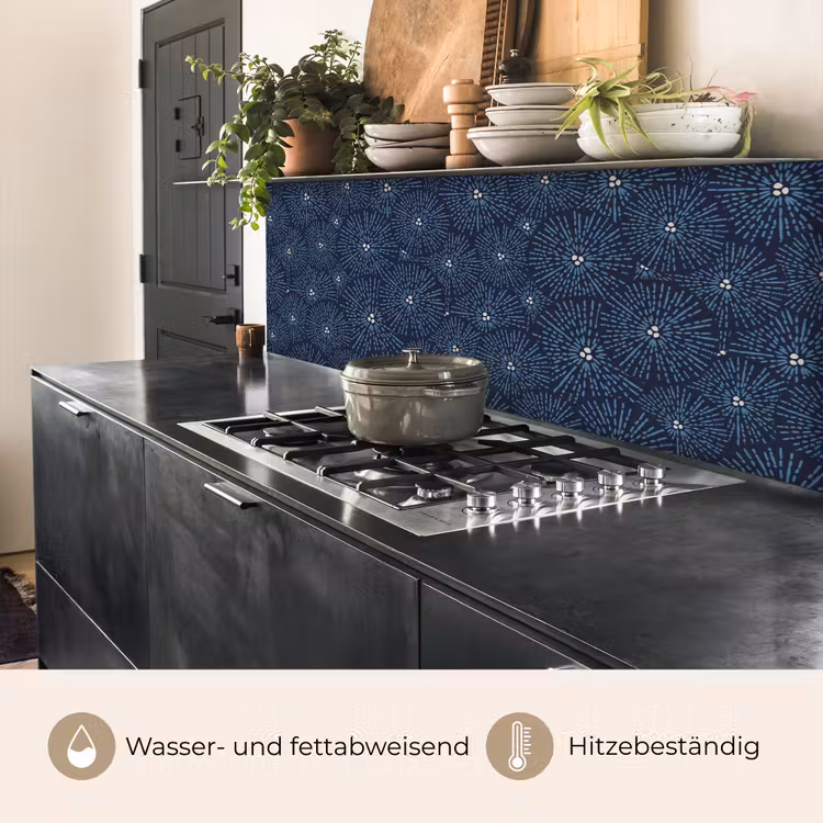 Bloemen - Japans - Patroon - Blauw - Wit keuken achterwand 2 middel 871 -usp_DE