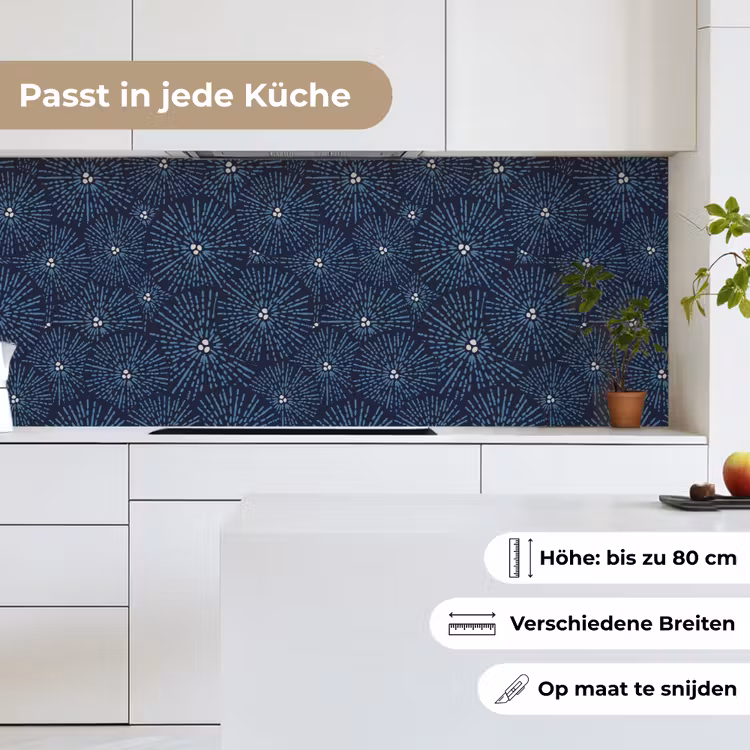 Bloemen - Japans - Patroon - Blauw - Wit keuken achterwand 2 middel 871 -sfeer4_DE